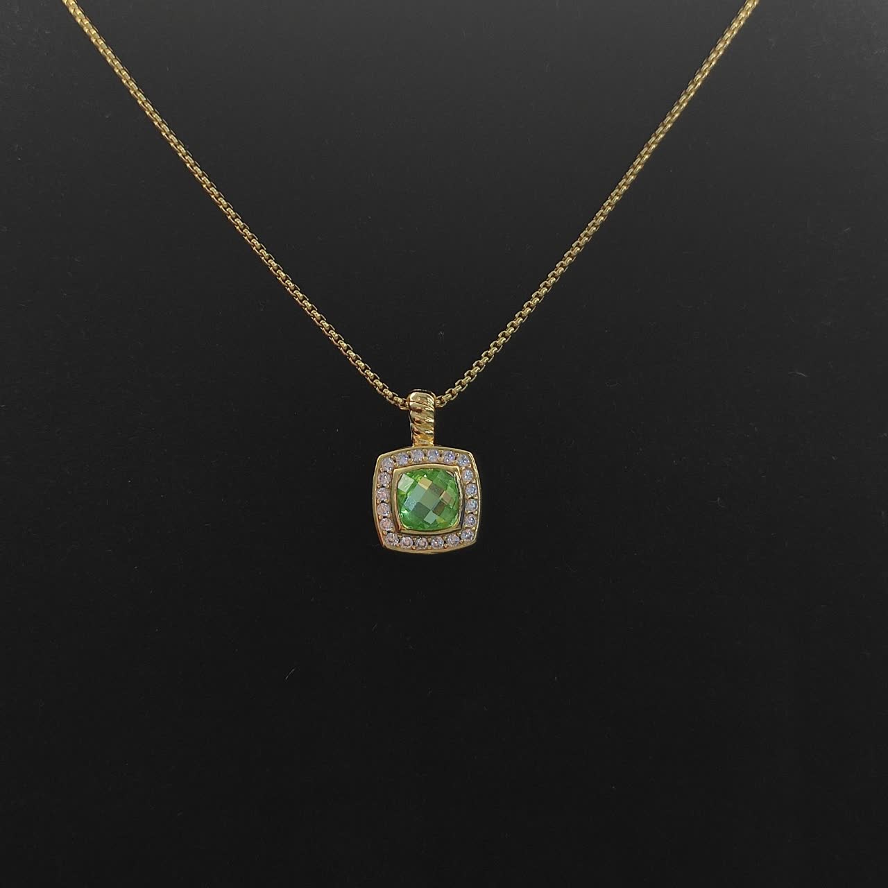 David Yurman Gold and Green Stone Necklace